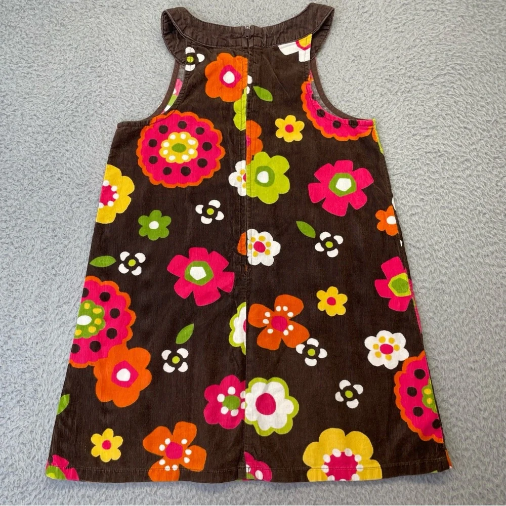 Gymboree Dress Girls 6 Brown Floral Retro Corduroy Leggings Red